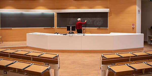 A teacher gives an online class at Politecnico di Milano on March 05, 2020 in Milan, Italy.