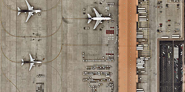 Cargo delivery area at with parked plane